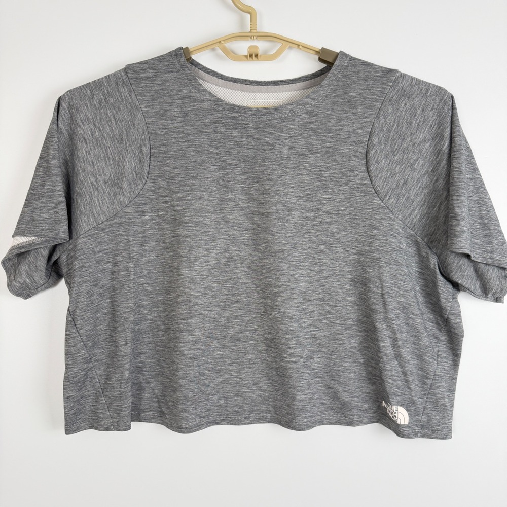 The North Face Womens XL Heather Grey Crop Top Activewear Training Shirt